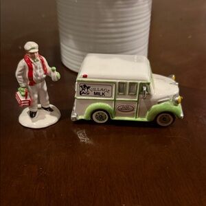Villager Green and White Milk Truck Figurine